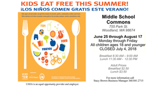 Kids eat free this summer from June 25 through August 17, 2018!