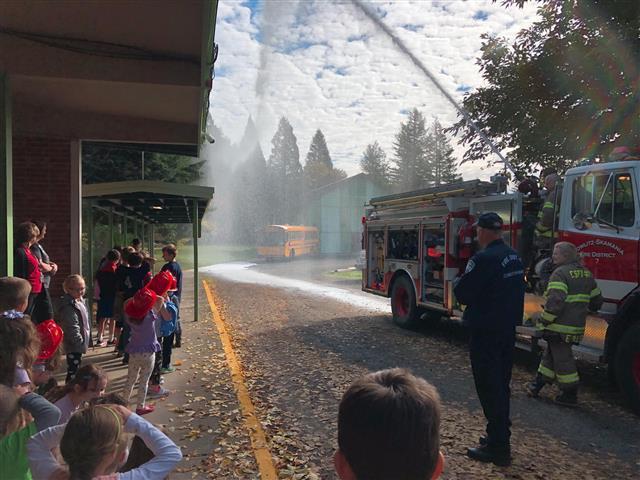 Yale Elementary students learned fire safety from visiting firefighters
